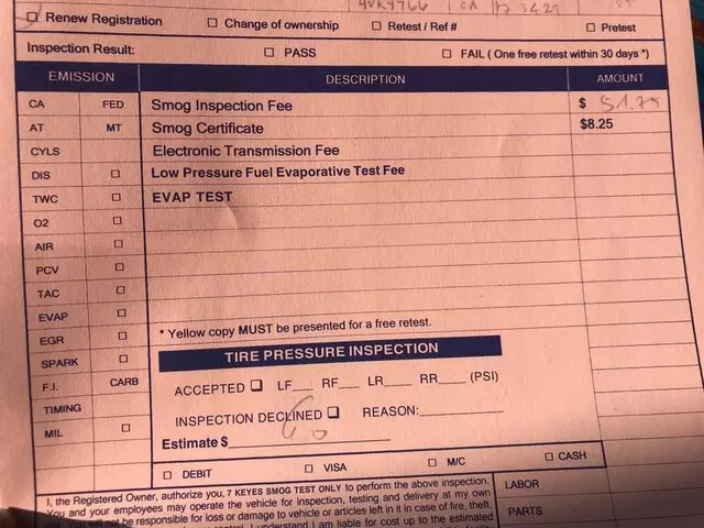 7 Keyes Smog Test Only