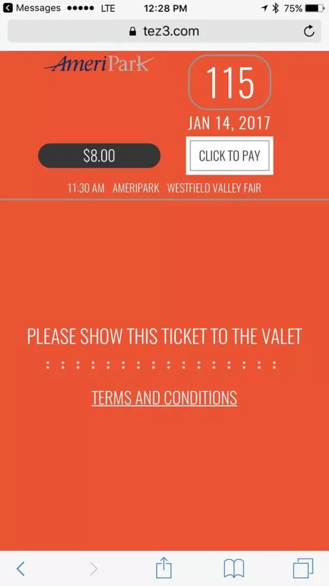 Valet Parking at Westfield Valley Fair