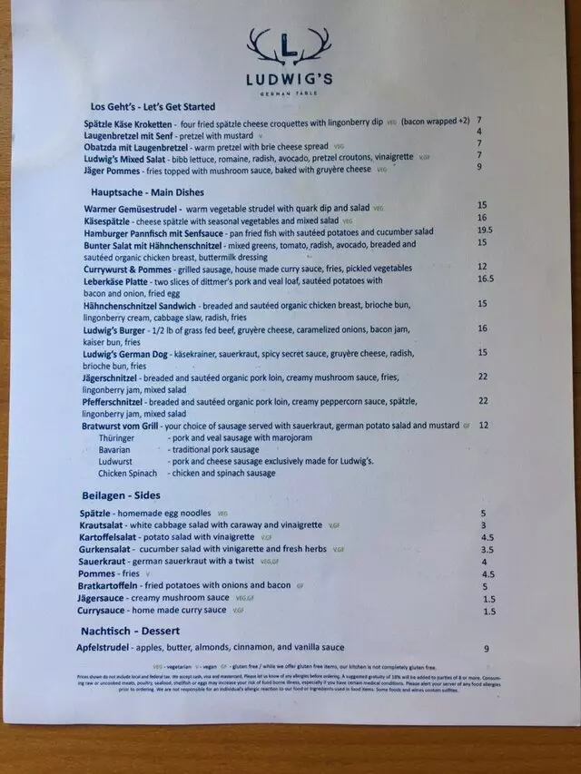 Ludwigs German Table