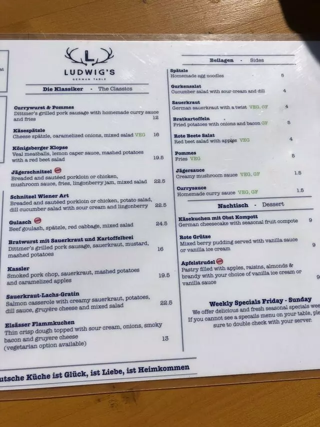 Ludwigs German Table