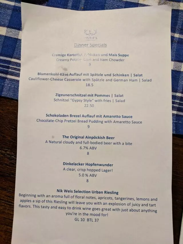 Ludwigs German Table