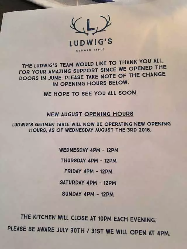 Ludwigs German Table