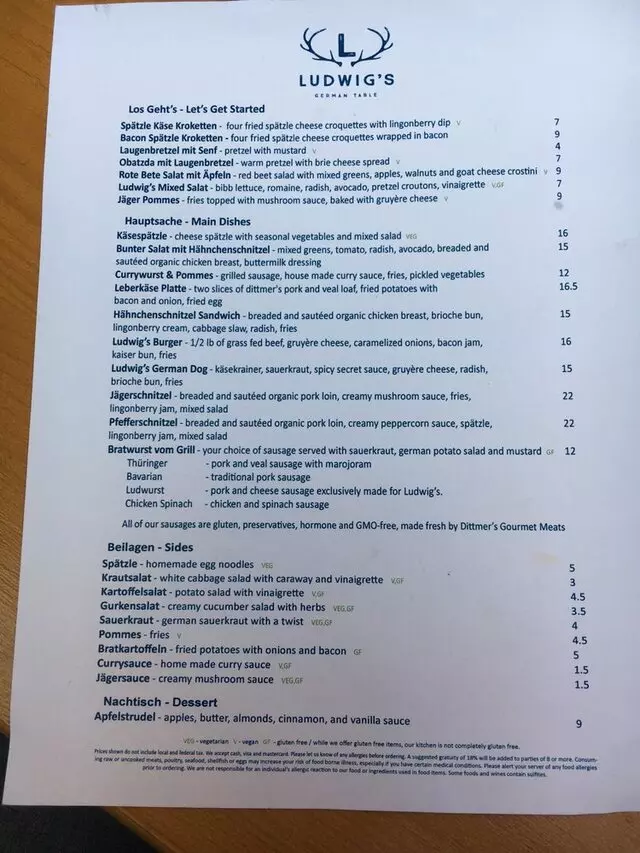 Ludwigs German Table